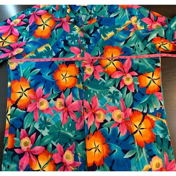 Hilo Hattie Mens XL Aloha Hawaiian Shirt Tropical Floral Print Made in Hawaii - Picture 6 of 12